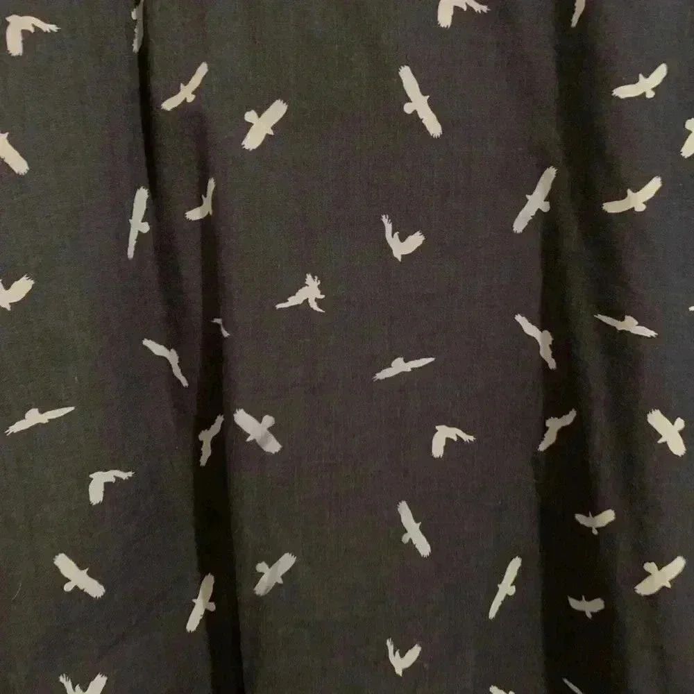 American Eagle Mens Short Sleeve Button Up Navy with White Eagles - Picture 3 of 4